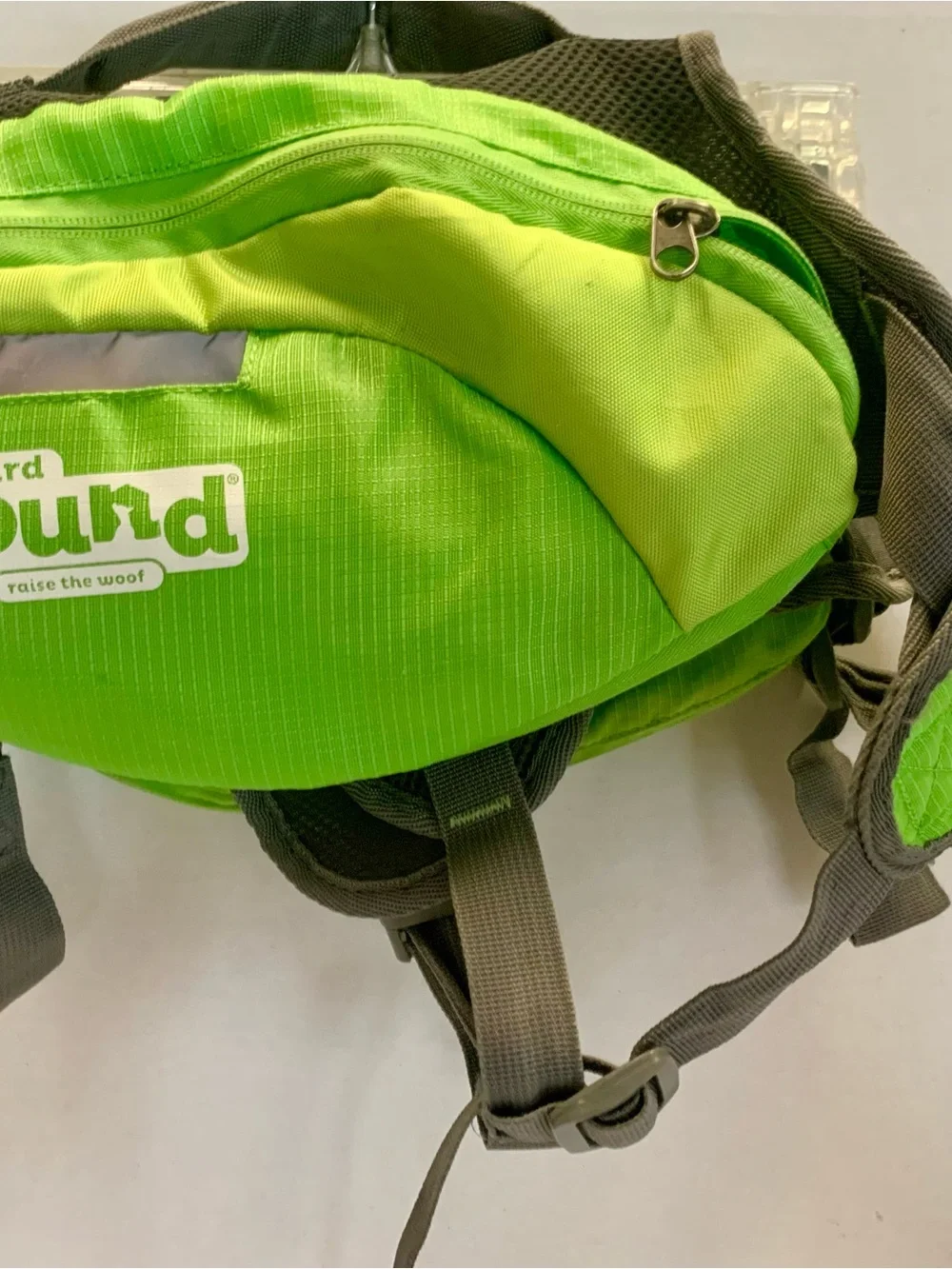 Dog Backpack Harness Hiking Saddlebag Outward Hound Zipper Pockets Green Large